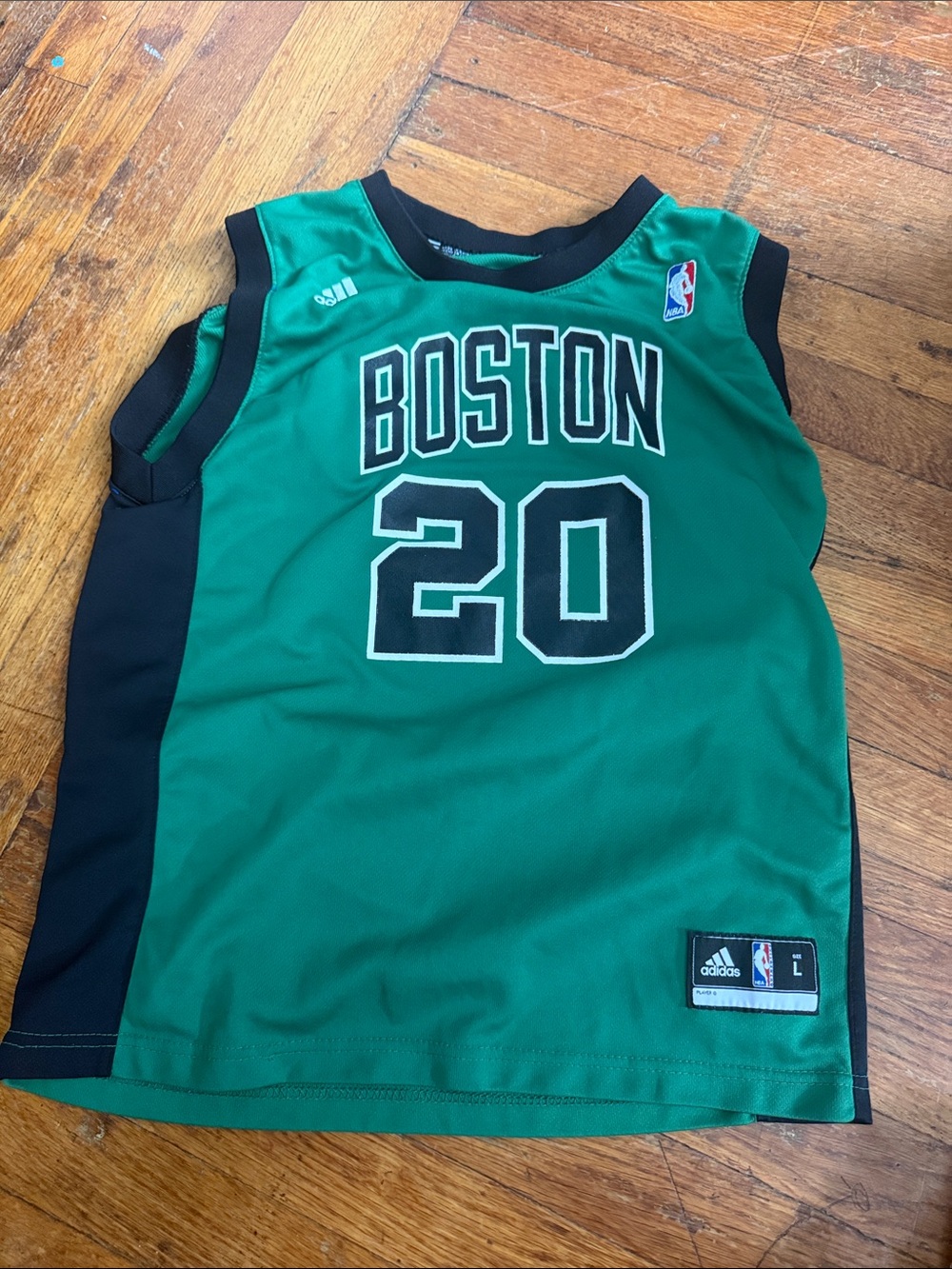 adidas Green and Black Boston #20 Kids Basketball Jersey